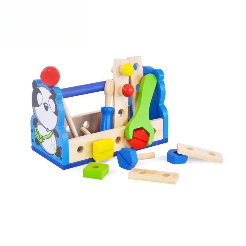 China Toy Wholesale Panda Wooden Toy Tool Set Children's Toolbox