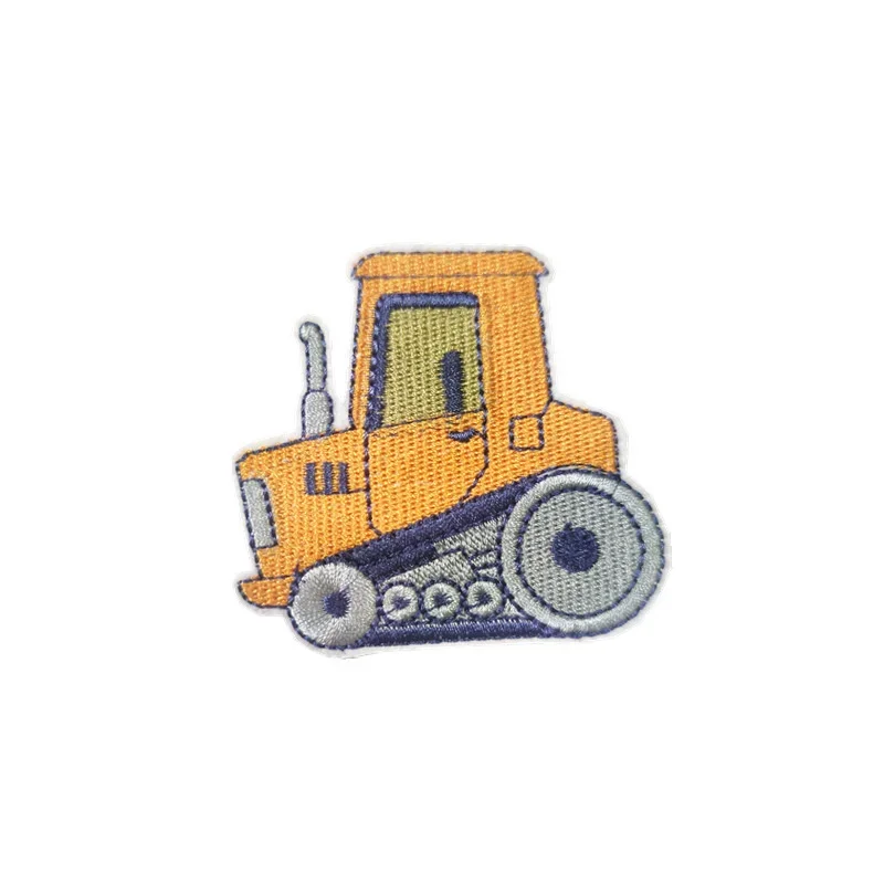 Cartoon Excavator Crane Push Forklift Tractor Engineering Vehicle Embroidery Iron on Patch Boy Child Clothes Sewing Applique