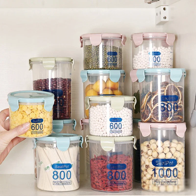 Sealed Jars Graduated Tank Transparent Plastic Cereal Cans Kitchen Multigrain Storage Refrigerator Food Graduated Organizer Box