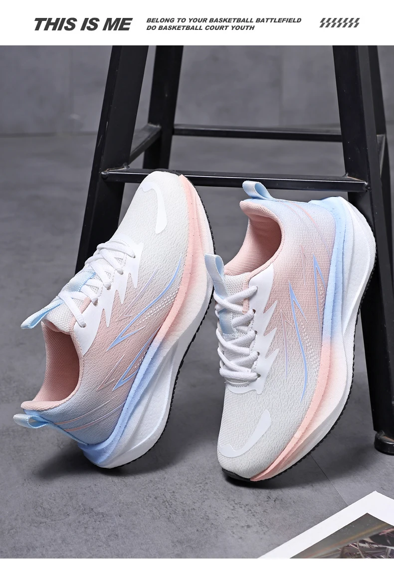 Atmungsaktive Damen-Laufschuhe, modische, lässige Schnür-Sneaker, weiß, leicht, bequem, für Outdoor-Sportarten – Detail 2