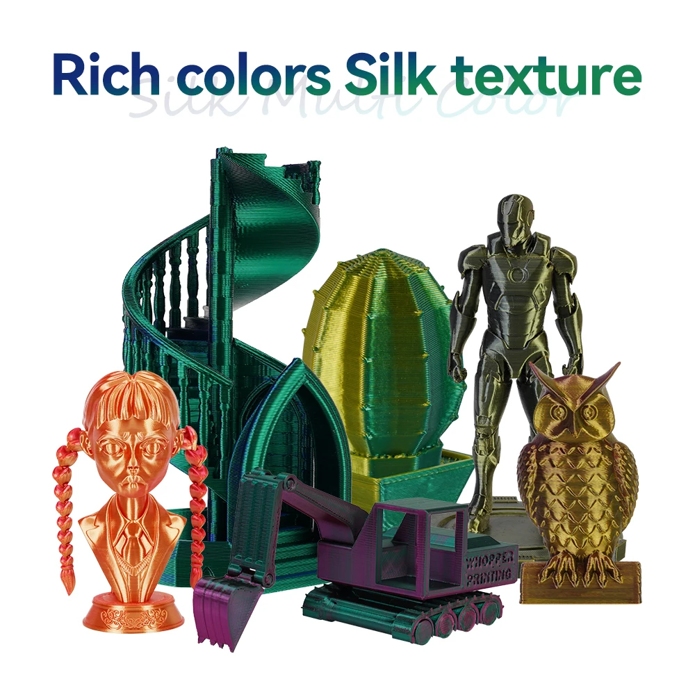 KINGROON Silk PLA 3D Printer Filament 1.75mm 1KG, Dual Color Coextrusion Two-Tone Glossy Shiny, Dimensional Accuracy +/-0.02mm