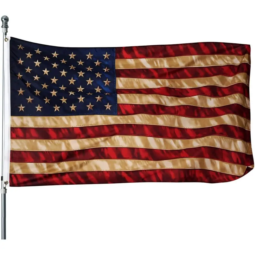 

Rustic Tea-Stained American Flag - 3x5 Vintage Outdoor 4th of July Banner