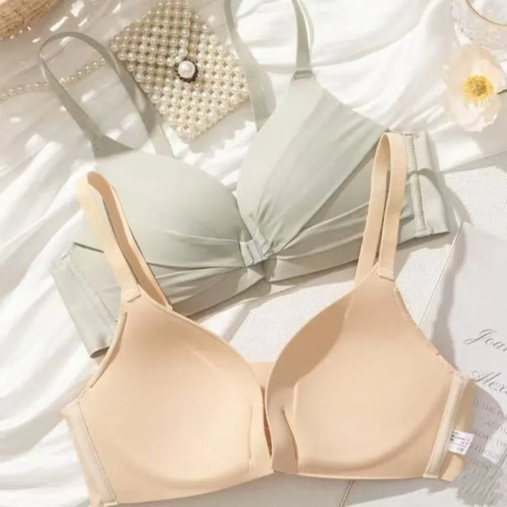 

Front Buckle Wireless Deep V Bra Close-fitting Anti-sagging Push Up Underwear Gathered Breasts Lingerie Brassiere for Women