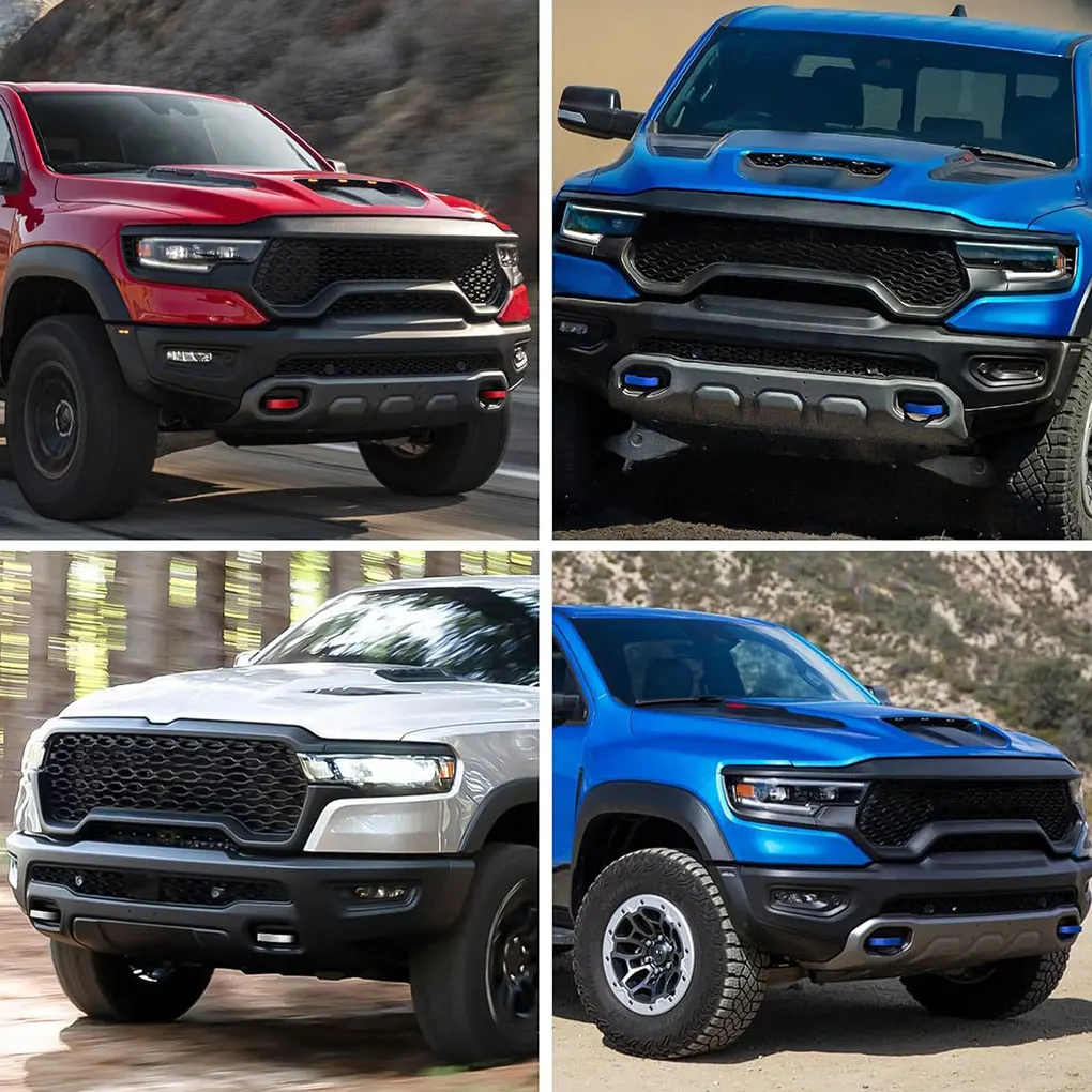 2 Pcs Front Tow Hooks Covers Wear Resistant Hitch Cover Replace Attachment for RAM 1500 Accessories 2019-2024 Red