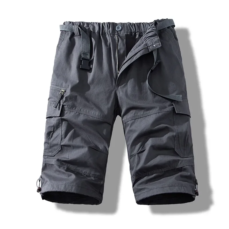 LIBIELIY New Summer Cotton Calf Length Pants Lightweight Loose Cargo Pants Solid Straight Casual Outdoor Sports Trousers Plus Si