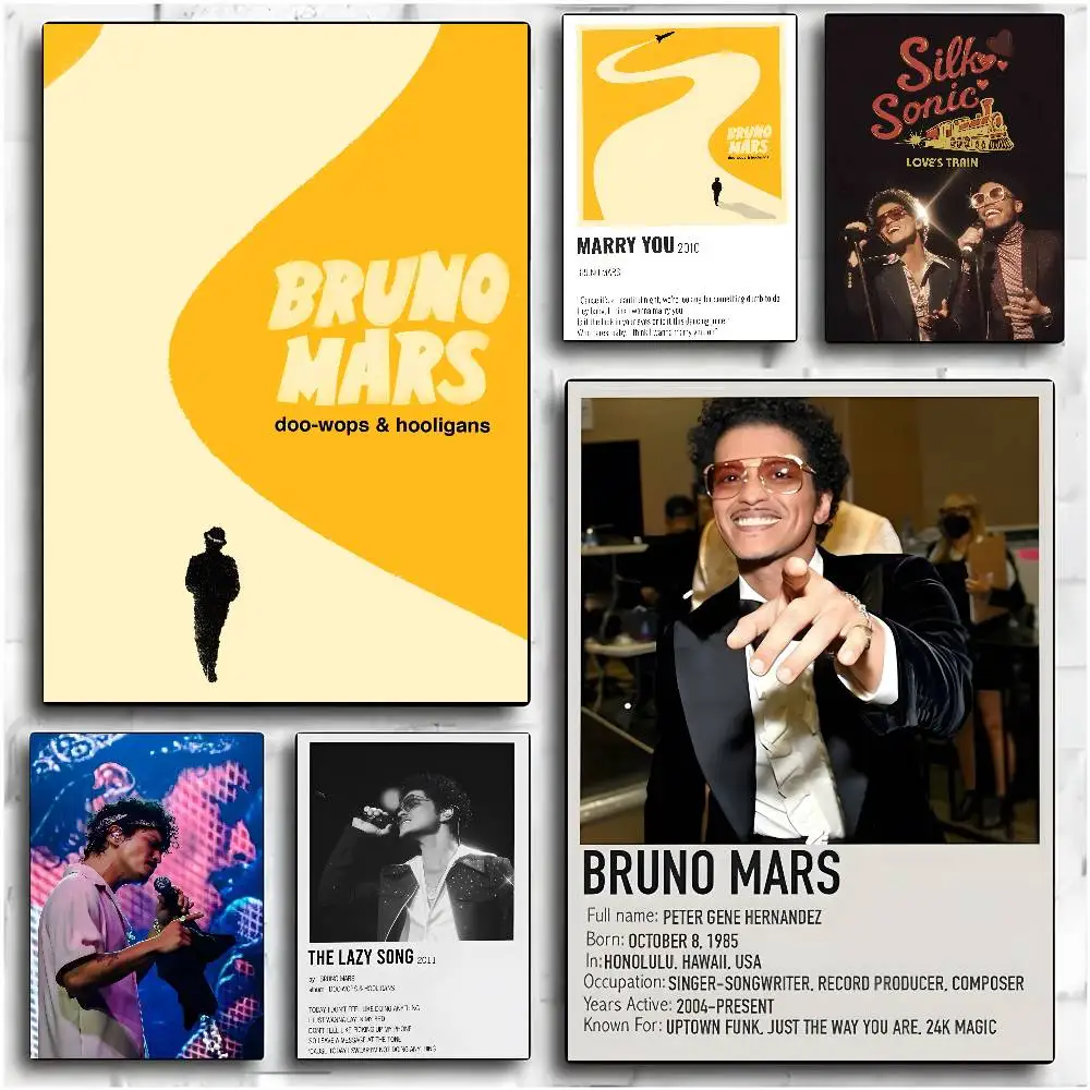 B-Bruno singer M-Mars treasure Album Poster HD art sticky wall waterproof home living room bedroom bar aesthetic decoration