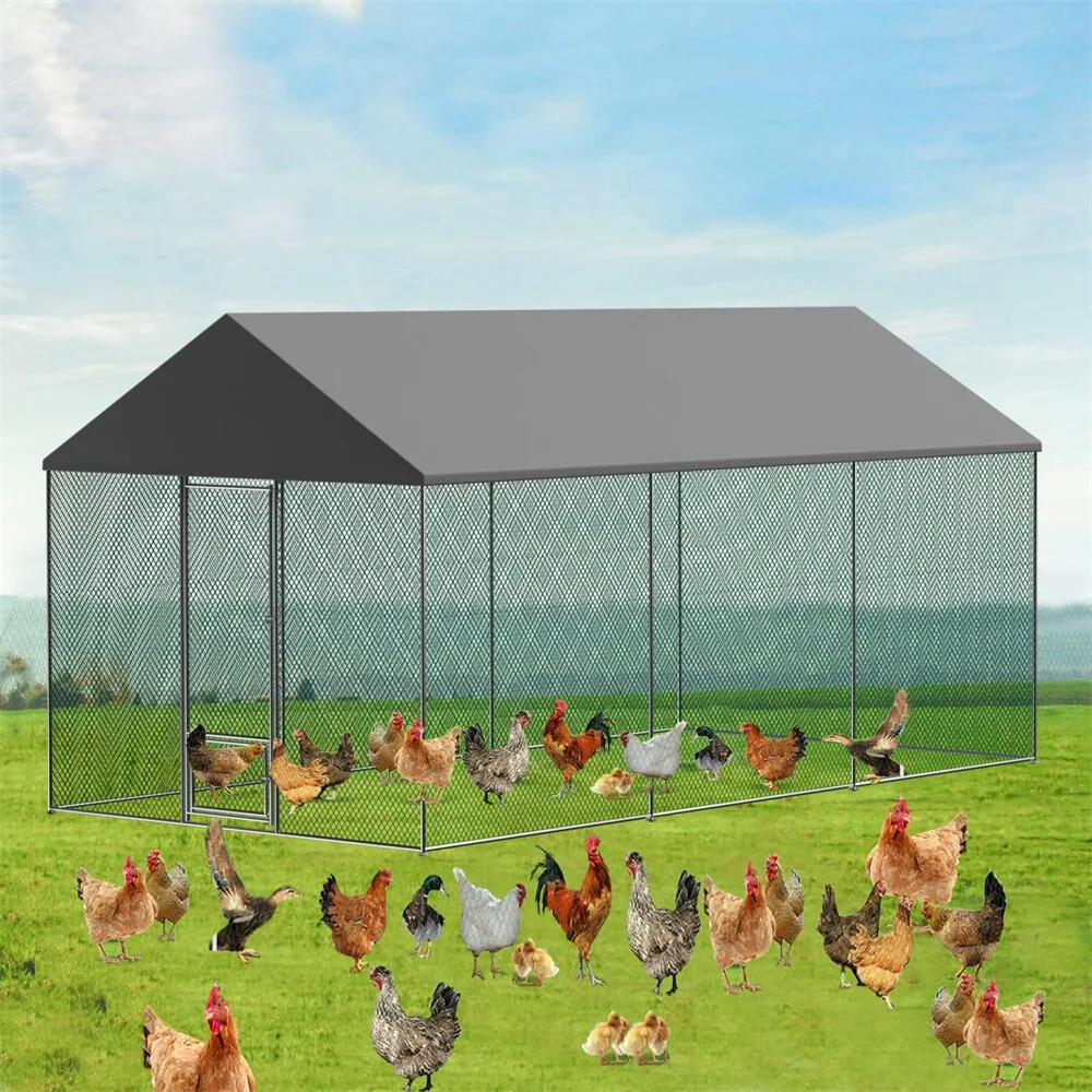 

19.7ft Chicken Coop Run Large Walk In Pet Cage Heavy Duty Hen House