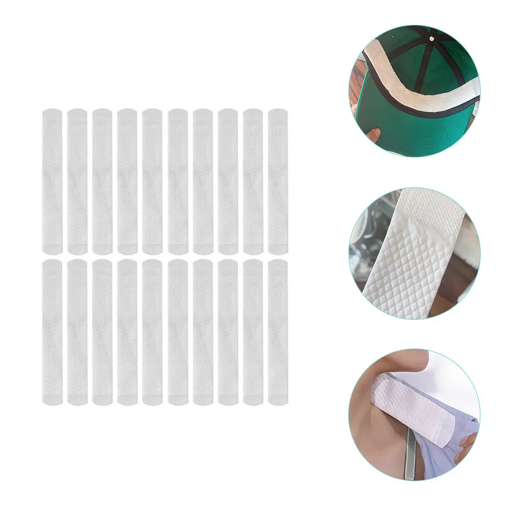 

20Pcs Adhesive Sweat Absorption Strips for Hats Caps Dress Collars Sleeves Odor Eliminating Breathable Non-Woven Sweat Liners