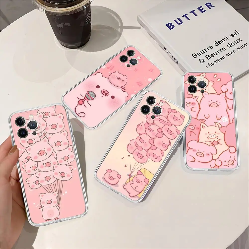 Cartoon The Little Lulu Piggy Phone Case For IPhone 17 16 15 14 13 12 11 Pro Max 13 12 Mini 17Air 16e Clear Cases