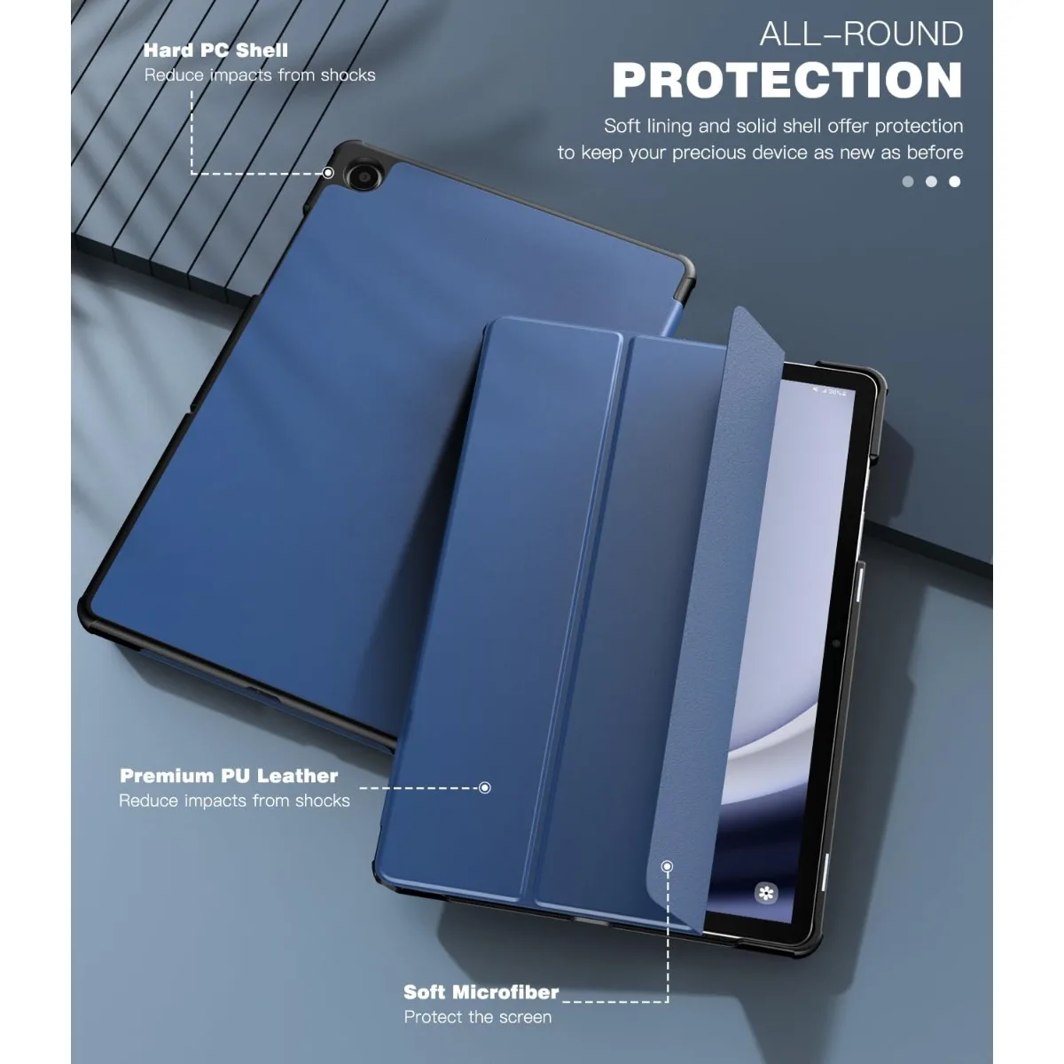 

Case for Samsung Galaxy Tab A9+/A9 Plus 11 Inch 2023, Back Shell Protective Cover for Galaxy Tab A9+,Auto Wake/Sleep, Navy Blue