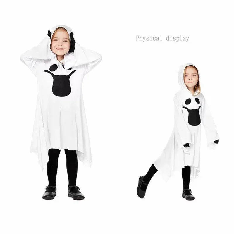 Costumes d'Halloween pour Enfants et Adultes, Cape Blanche à Capuche, Costume de Performance sur Scène Unisexe