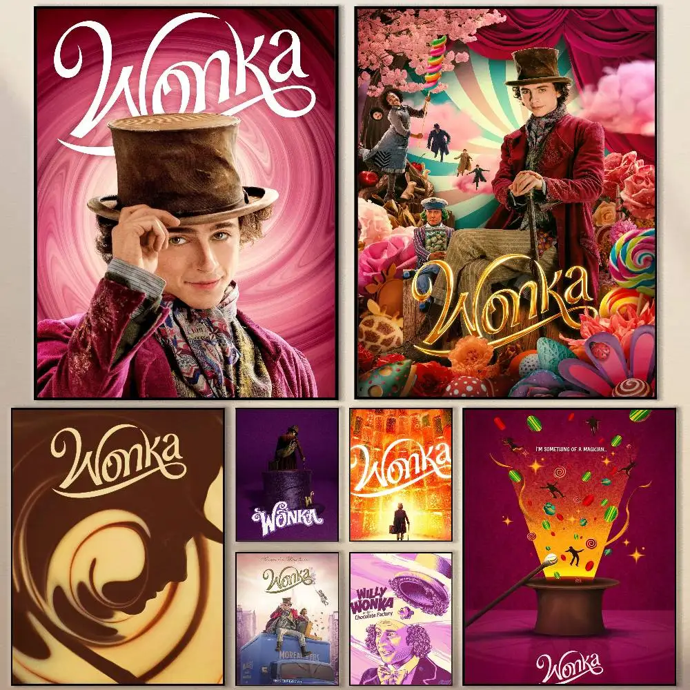 

W-Wonka New Moive Poster Modern Waterproof HD Wall Art Decal Self-Adhesive Aesthetic Decor for Home Living Room Bedroom Bar