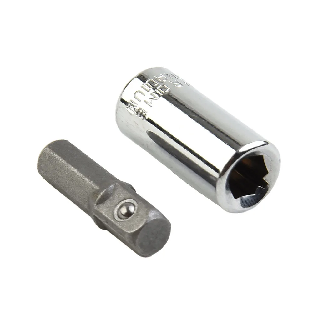 Drill Socket Adapter for Impact Driver, 14 Hex Shank to 14 Square Drive, Reliable and Secure Socket Connection