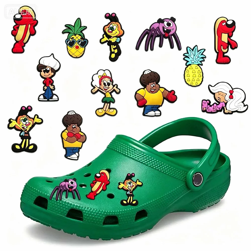 12Pcs Cartoon Shoe Charms For Slides Clog Sandals Shoes Decorations Accessories For Wristband Bag Christmas Birthday Gifts