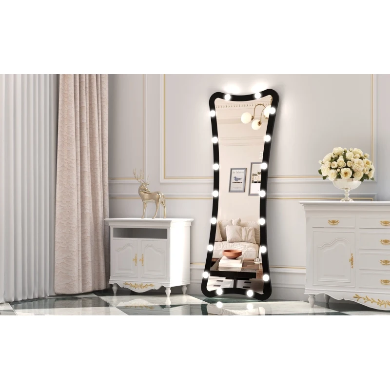 헐리우드 전신 조명 거울, 3가지 색상 모드 조명 스탠딩 플로어 드레싱 거울