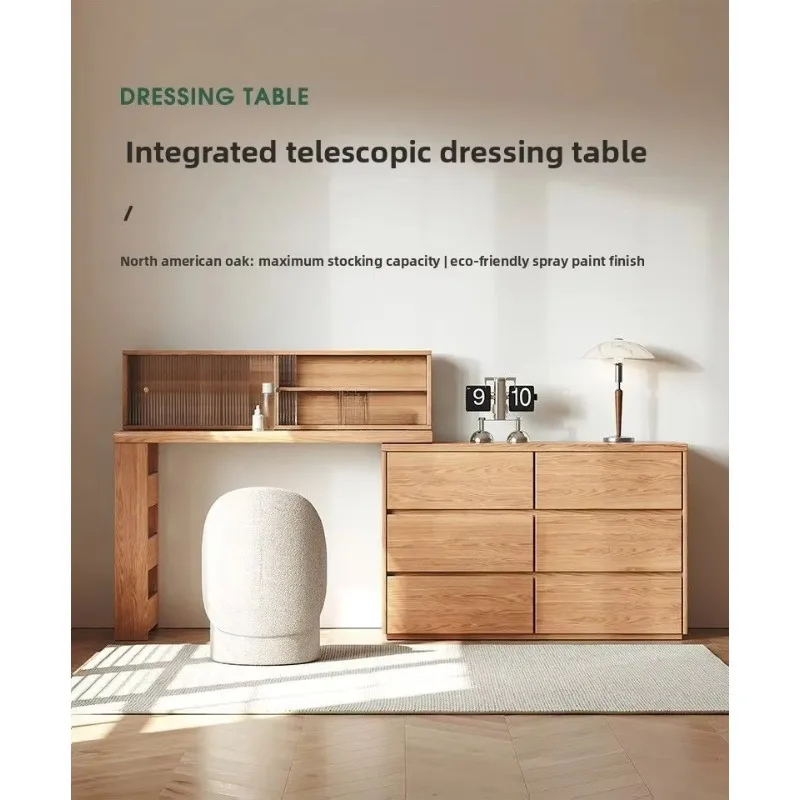 

LMM solid wood dresser bedroom simple modern makeup table chest integrated corner dressing table