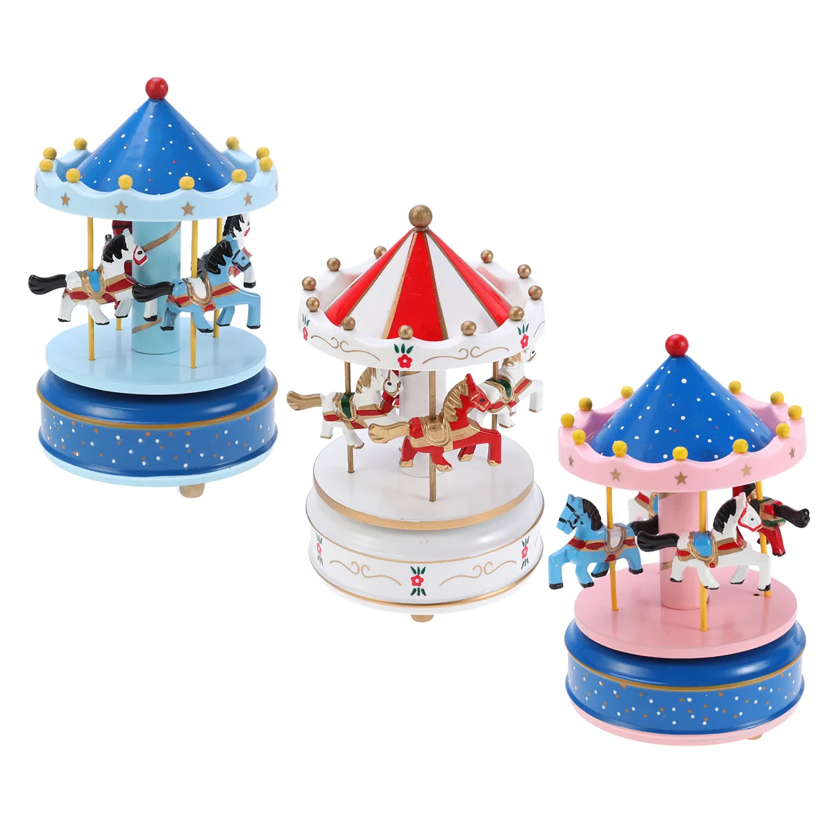 Regali per calze, ornamenti per presepe, carosello in miniatura in legno