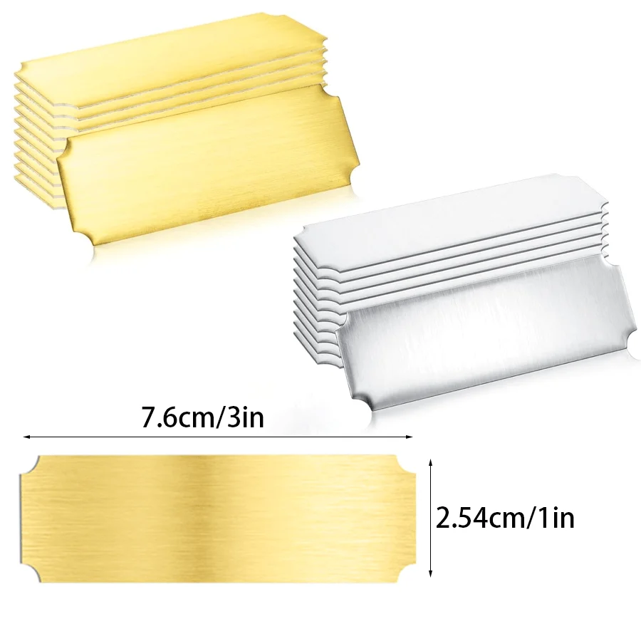 10/20pcs Blank Metal Name Plates Rectangular Curved Edge Tag Blanks Durable Smooth Surface Metal Label Sheets for DIY Crafts XJM