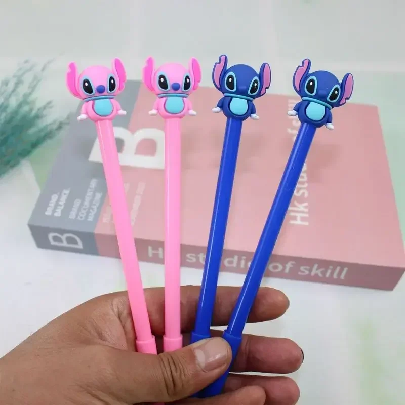 Disney Cartoon Gel Pen 12-48pcs Kawaii Stitch Students Stationery Write Tool 0.5 Black Blue School Pens Children Birthday Gifts