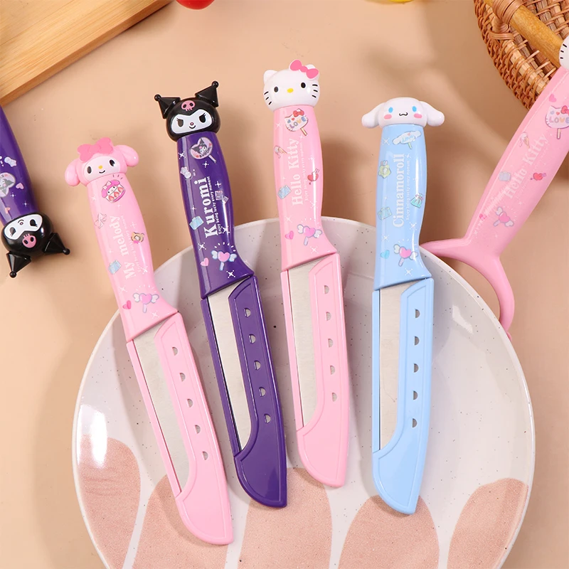 Sanrio Hello Kitty Fruit Knife Peeling Knife Set Anime Kuromi Cinnamoroll My Melody Multifunctional Vegetable Peeler