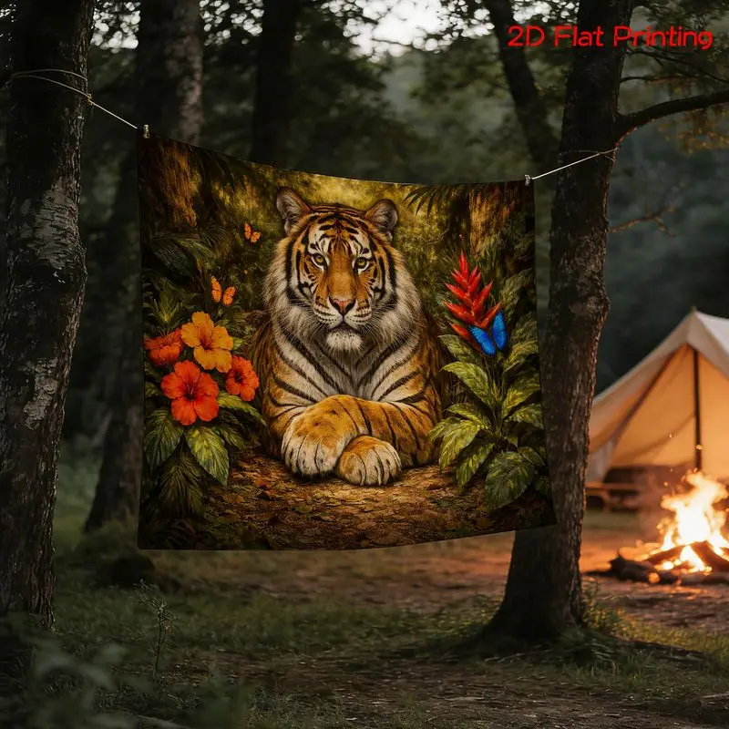 VIKAMA Jungle Tiger Tapestry Wild Animal Tropical Rainforest Wall Hanging Nature Art Cloth Bedroom Dorm Home Wall Decor