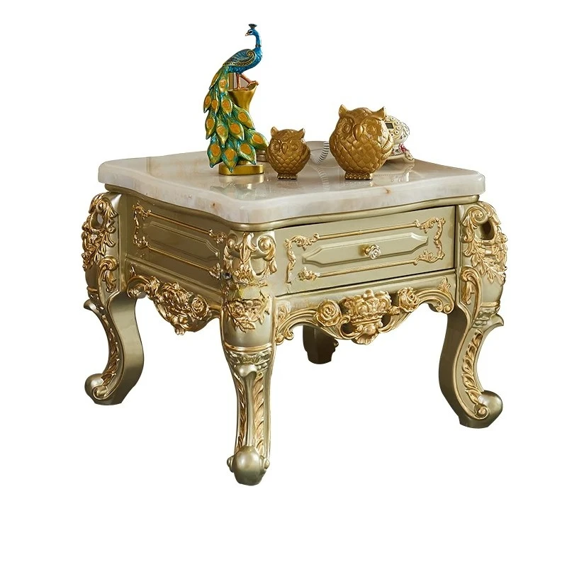 

European-style all-solid wood square several large apartments, natural marble square with drawer edge several