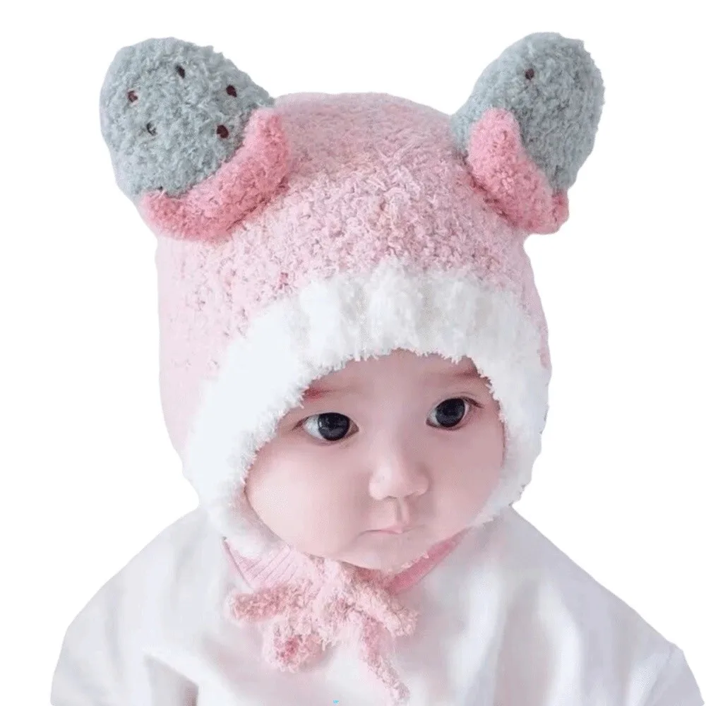 

Kawaii Fleece Fruit Ear Hat Winter Soft Baby Beanie Cap Thick Warm Ear Protection Hat Boys Girls