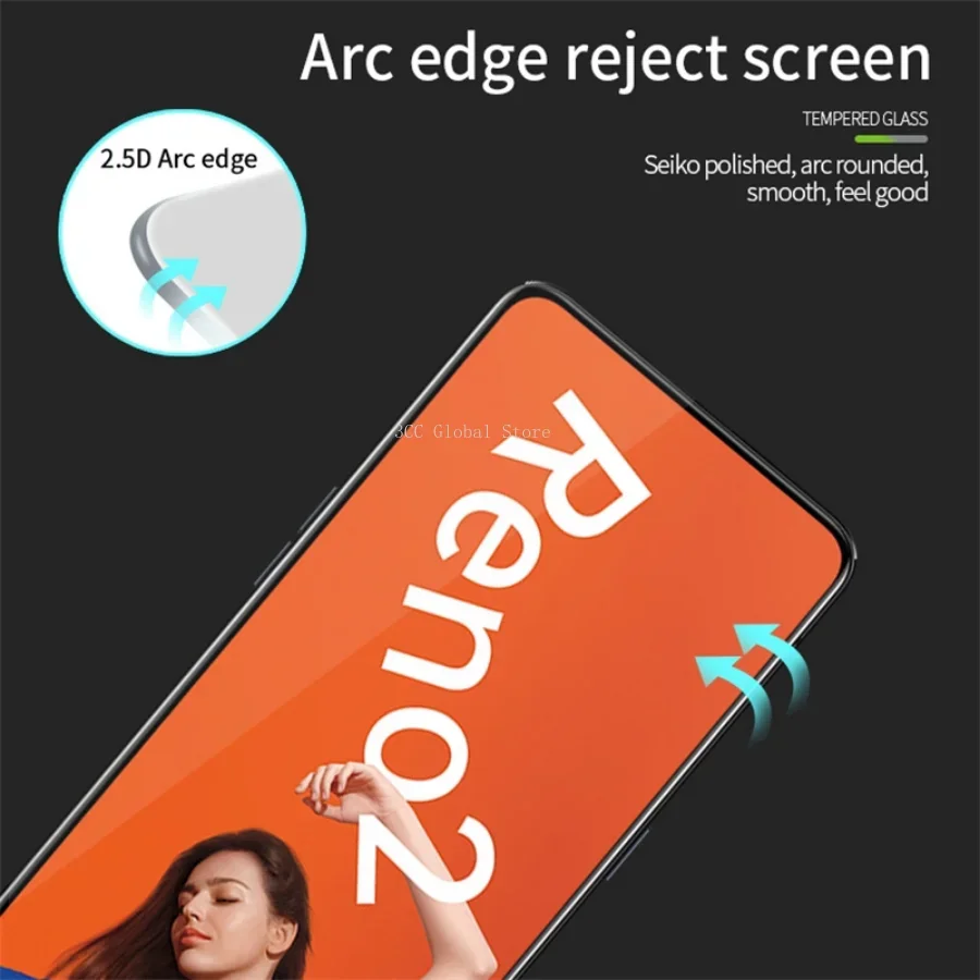 Full Coverage Screen Protector Glass ON OPPO Reno 5 Pro 6 7 SE 5G 2 3 4 Pro Tempered Glass for OPPO Reno 7 2Z 10X Zoom A92 A31