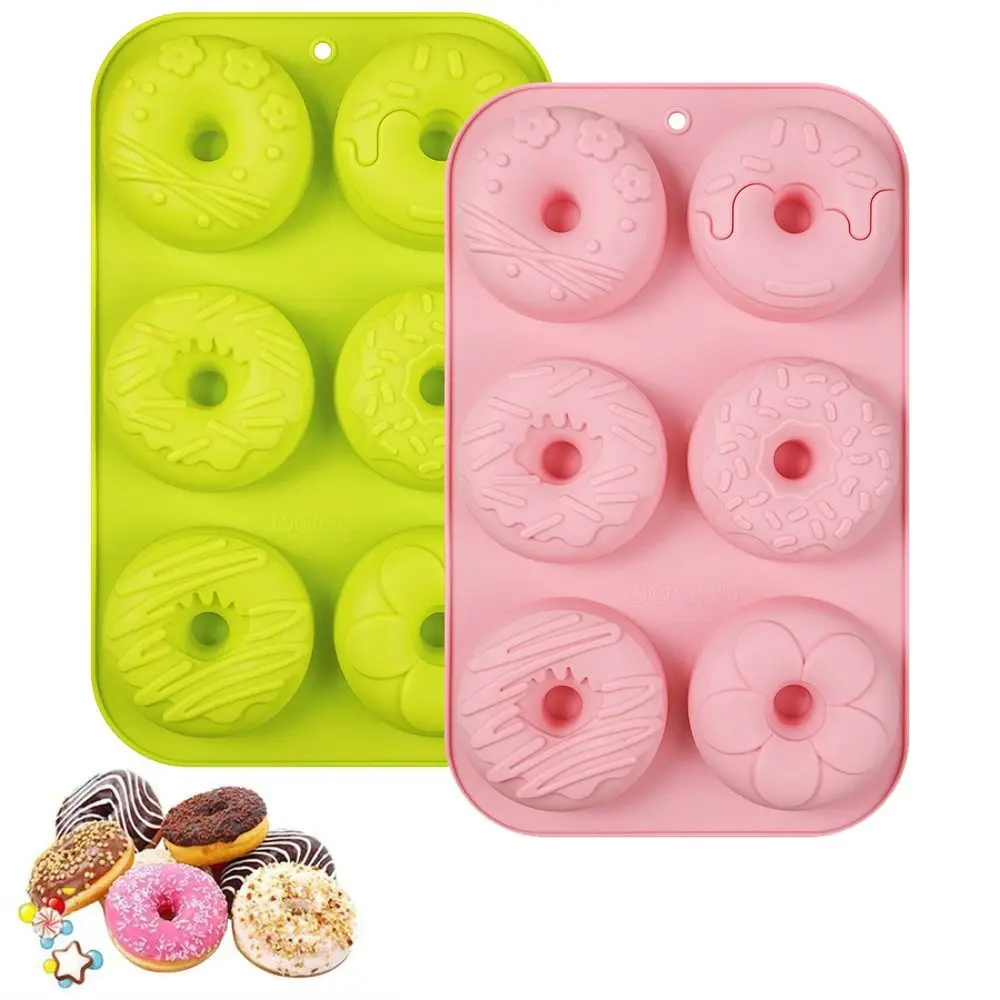 New Silicone Donut Mold Non-Stick High Temperature Resistant Baking Pan Reusable 6 Holes Baking Utensils Home Baking
