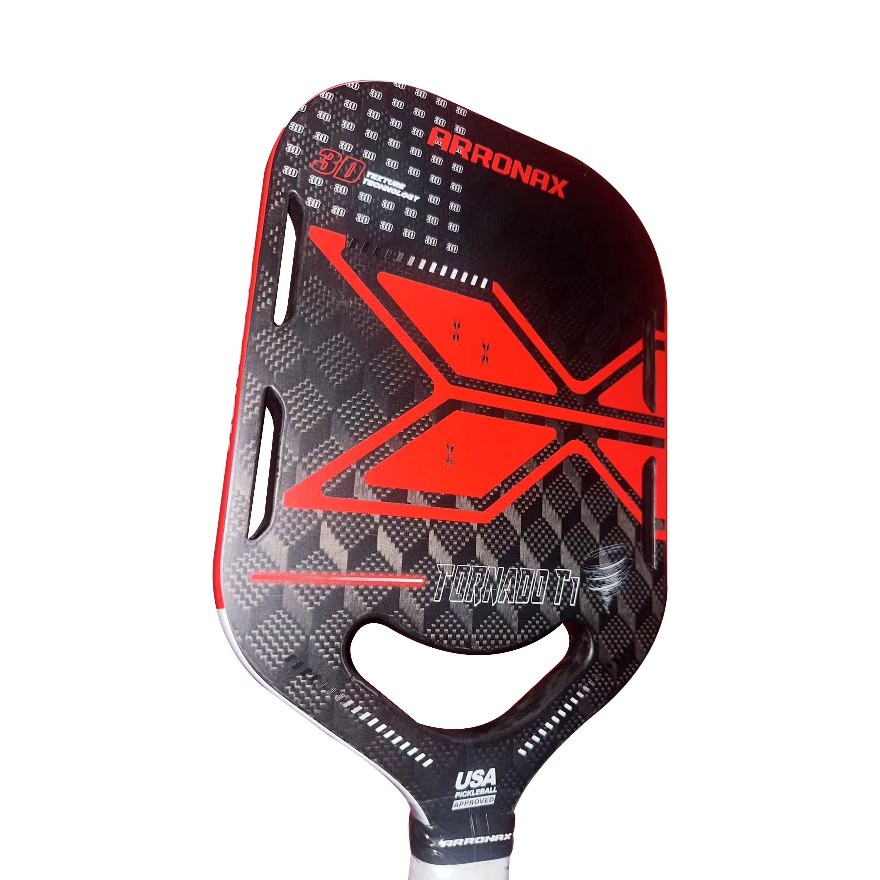 Thermoformed-3D Jacquard Carbon Fiber Pickleball Paddle, Spin Textured Surface, Inner Core, PP Honeycomb, Ergonomic Grip, 3K