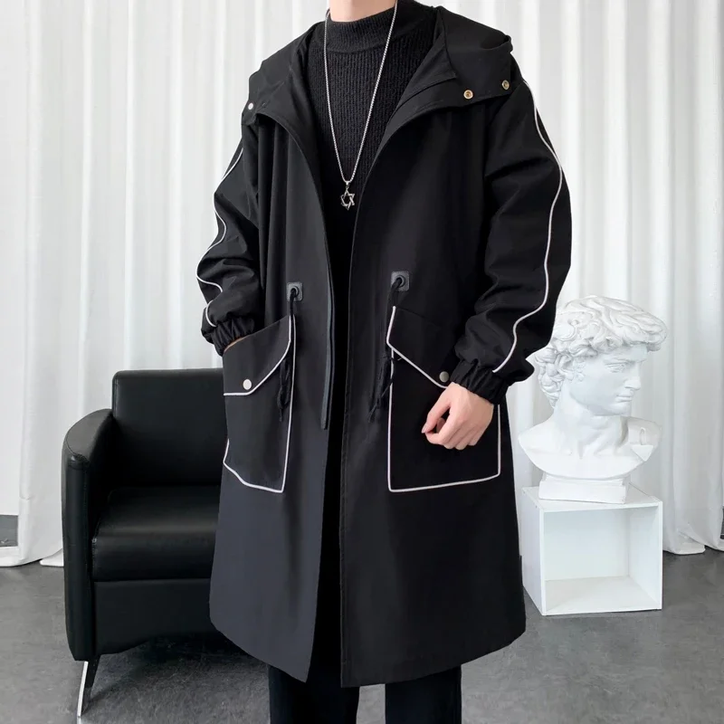 Trench Coat Men's Mid-Length Spring plus Size Men's New Clothes Spring and Autumn Senior Long Men's Casual Coat