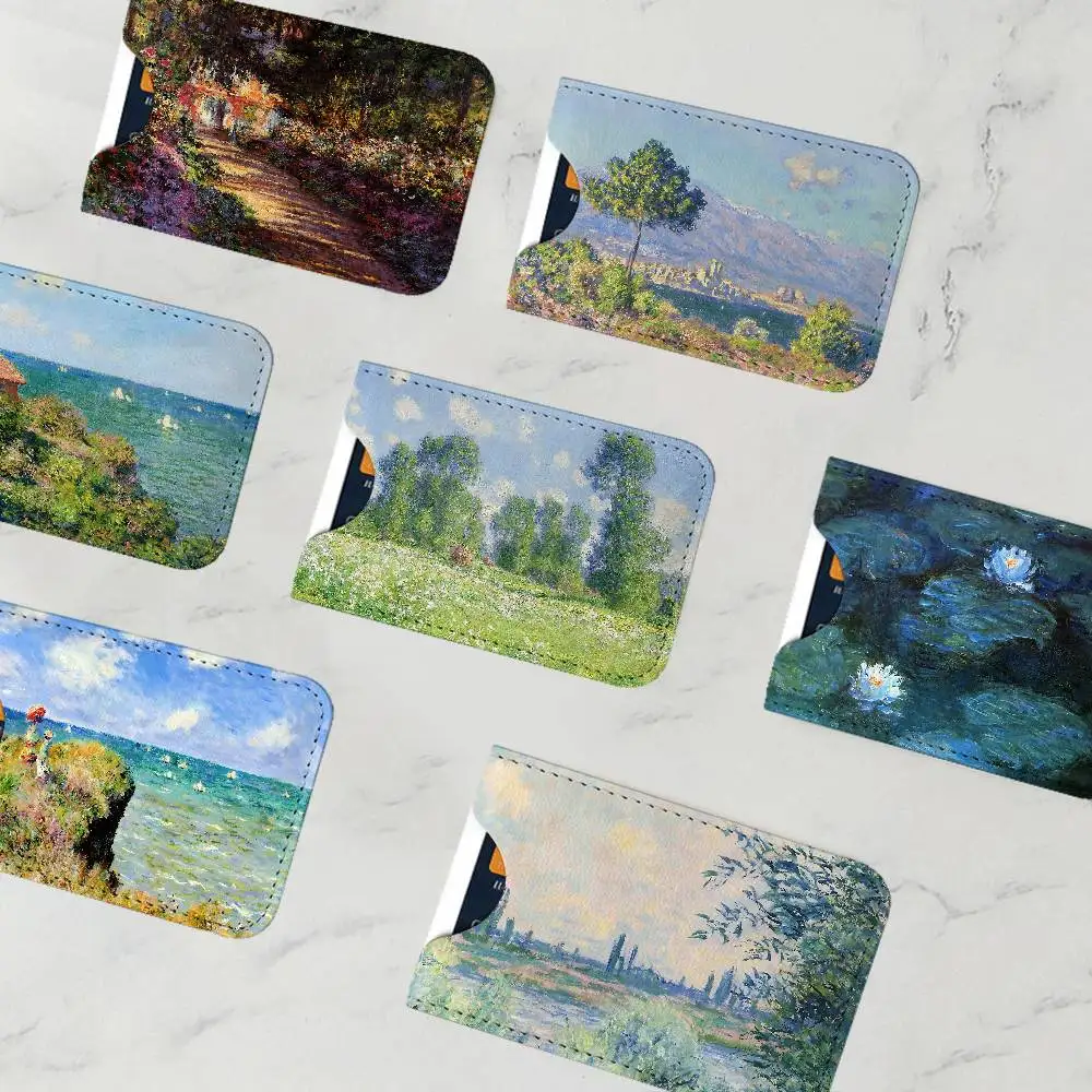 Art C-Claude M-Monet Card Protect Credit Bank Card Holder Case Slim Wallet Protector for Men Travel Shopping