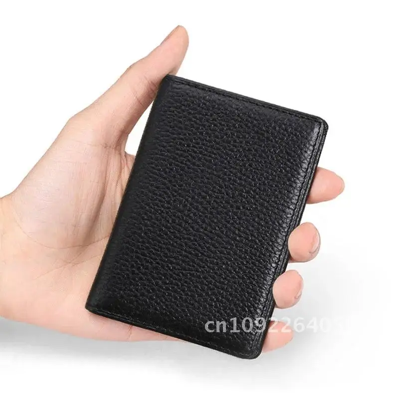 

2024 Luxury RFID Wallet Small Card Bifold for Men Genuine Leather Credit Purse Bank ID Slim Holder Holders Solid Men's Card Card