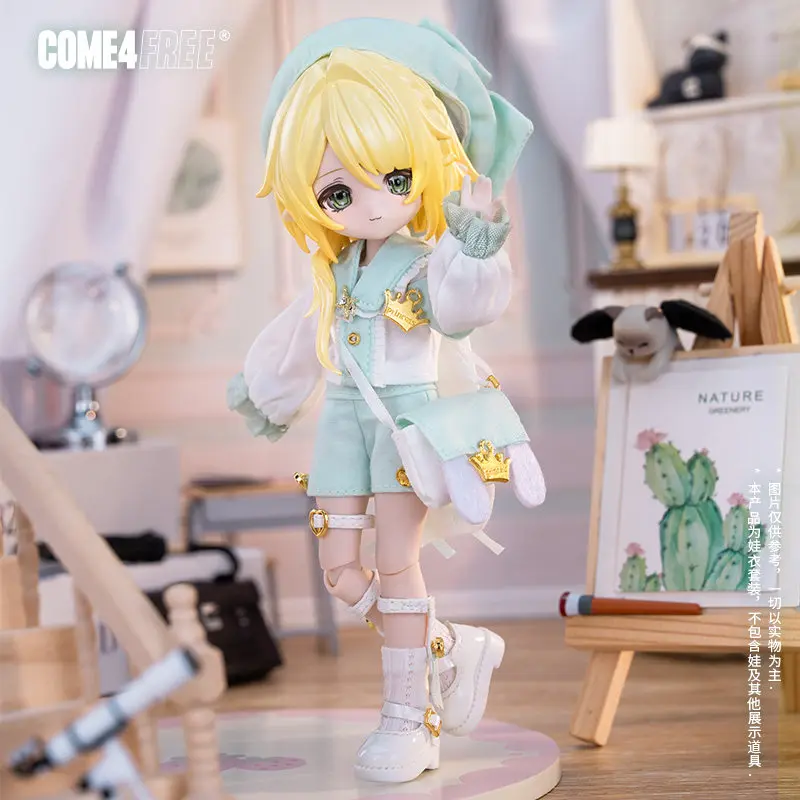 

Одежда для кукол Come4free Bjd, комплект одежды Ob11, серия Fairy Tale, мятно-зеленый цвет, с шляпкой, маленькая сумка через плечо для аксессуаров Ob11 Bjd