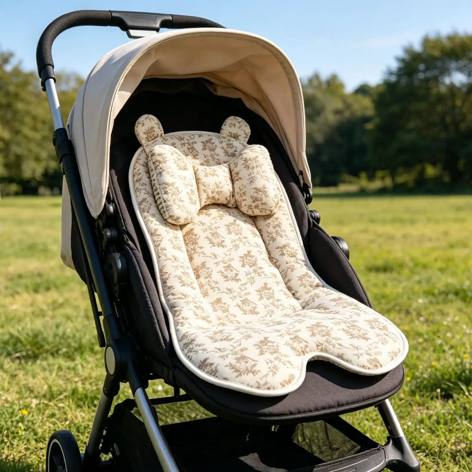 Stroller Liner Breathable Reversible Washable Soft Cooling Stroller Padding Cushion for Nursery Outdoor Road Trip Vacation