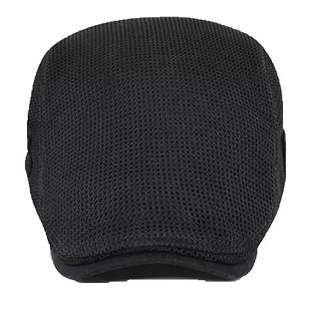 

Adjustable Solid Color Men Beret Hat Korean Style British Style Mesh Flat Cap Newsboy Cabbie Forward Peaked Cap Men