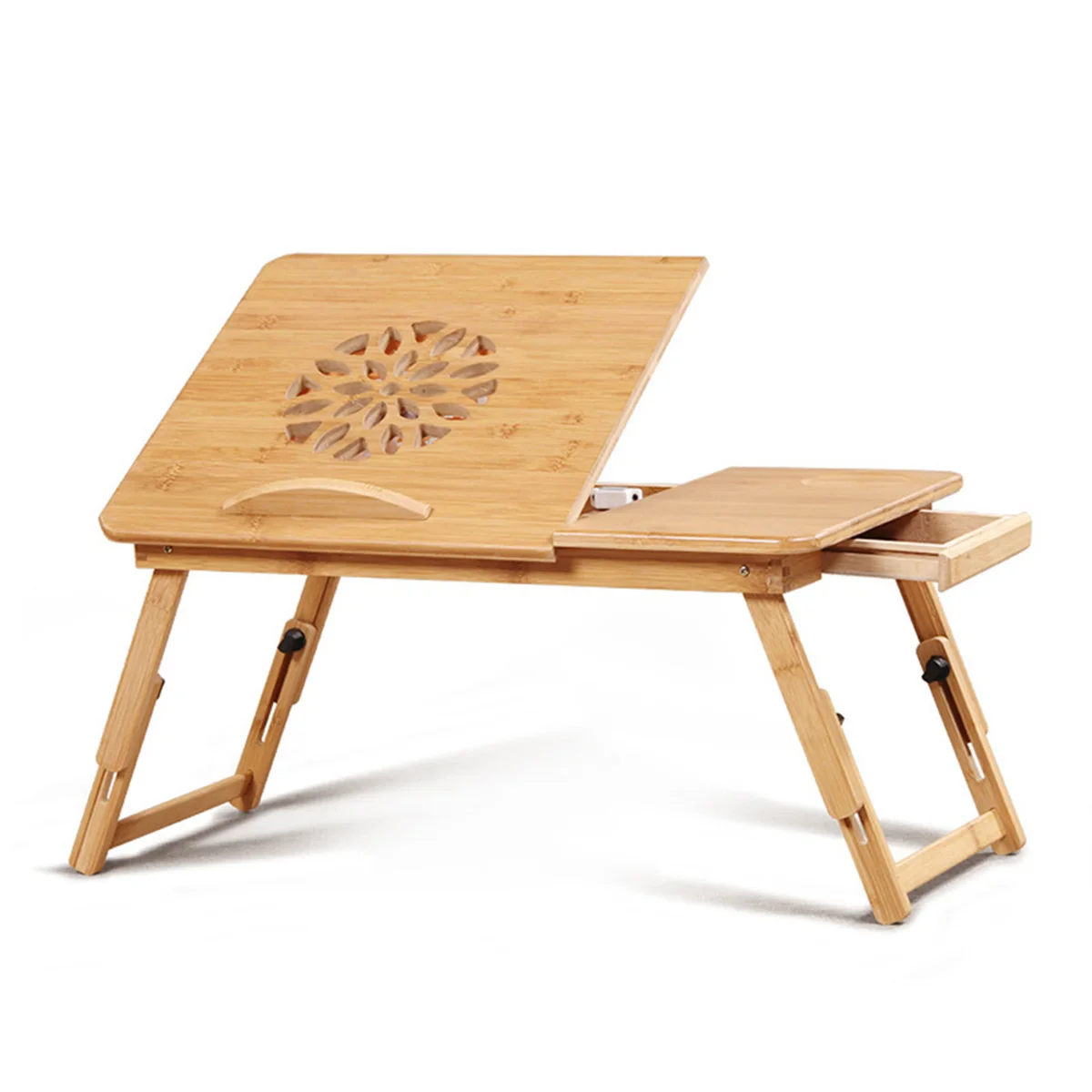 للطي مكتب للحاسوب شخصي الخيزران المحمولة صينية سرير قابلة للطي متعددة الوظائف طاولة طعام نمط لوتس مع أدراج صغيرة للدراسة