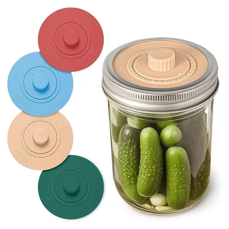 A93E-4 Pcs Original Patented Airlock Fermentation Lids For Wide Mouth Mason Jars, Fermenter Caps, Fermentation Kit