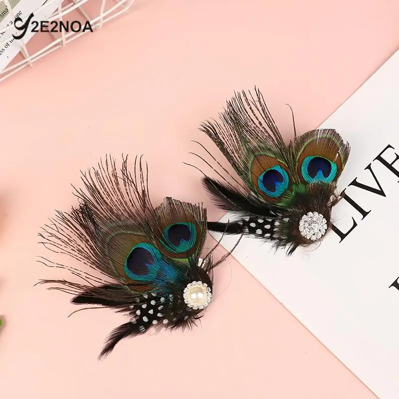 Cute Peacock Feather Hair Clip Beautiful And Stylish Feather Hairclip Fashion Hair Decor Alligator Hair Clip For Girls