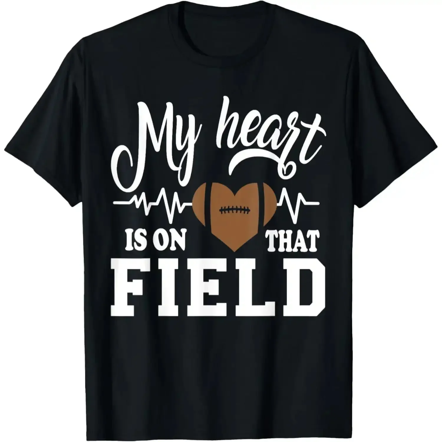 Women's Short-Sleeve Round Neck Casual Fit Football Mom Print T-Shirt - For Fans Whose Heart Belongs On The Field With Their Player