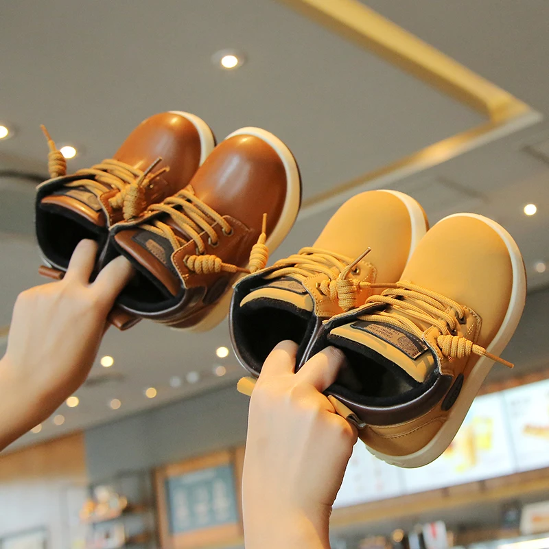 

Детские повседневные ботинки с высоким берцем на толстой подошве в стиле ретро, осенние модные трендовые универсальные удобные короткие ботинки 2023 года