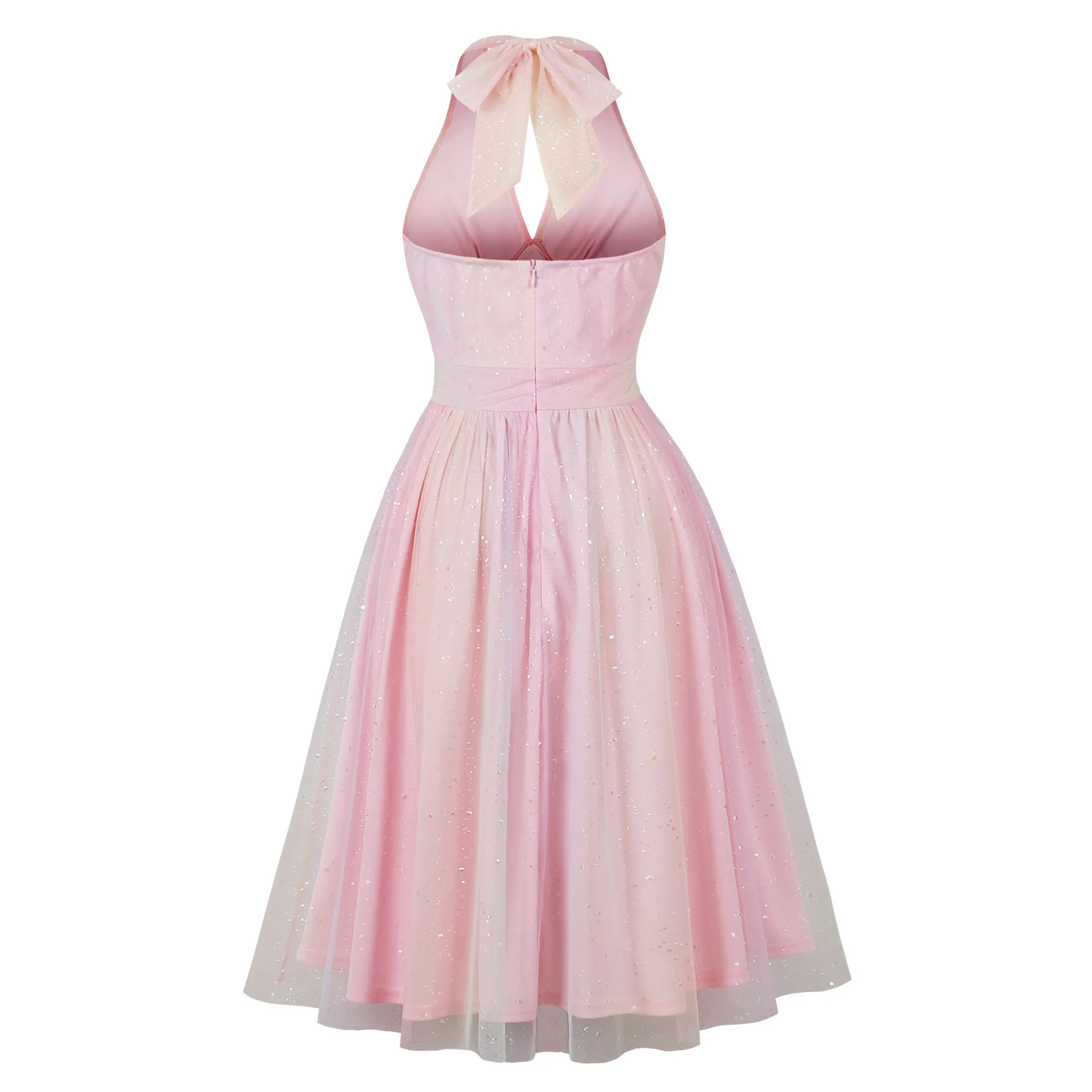 New Vintage Hepburn Style 1950 Party Dress Summer Holiday Beach Sexy Cocktail High Waist Rainbow Dresses