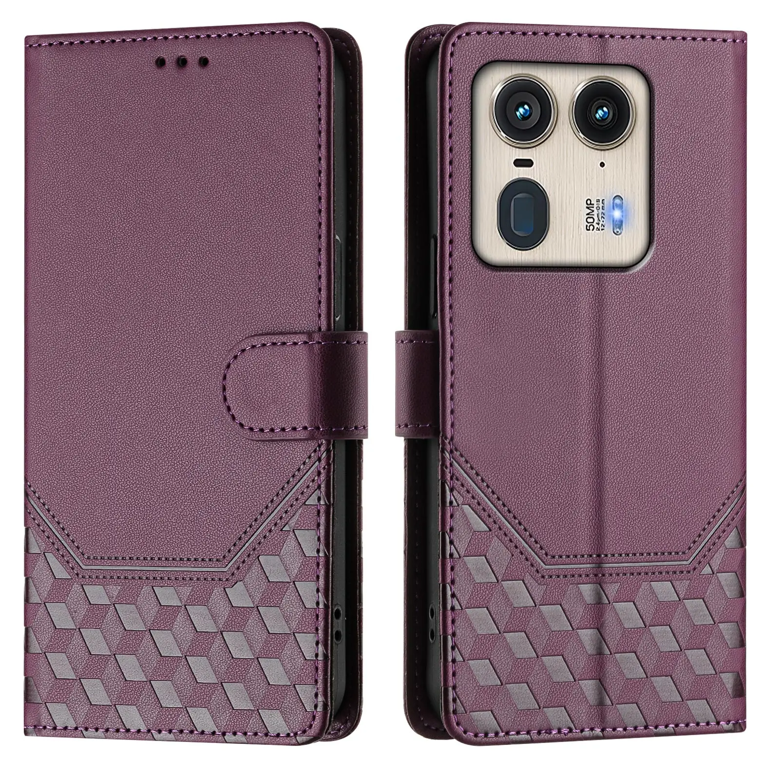 Luxury Honeycomb Leather Phone Case For Motorola Edge 30 40 