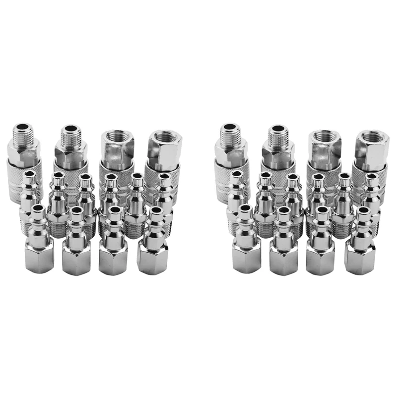 

A19F-28Pcs Air Line Hose Compressor Fitting 1/4 Inch Bsp Metal Connectors Coupler Male Female Quick Release Set