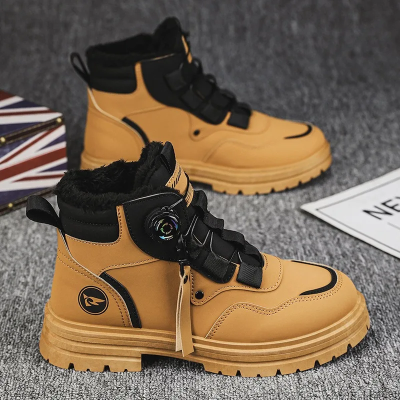 

Men's Boots 2025New High Top Sneakers Fashion Motorcycle Ankle Boot Outdoor Leather Casual Boots Non Slip Platform Boots for Men