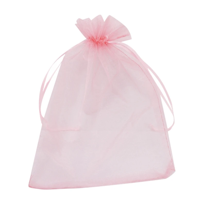 300Pcs Large Organza Bags Blush Pink, 17X23 Cm Mesh Gift Bags Drawstring Jewelry Pouches For Christmas Wedding