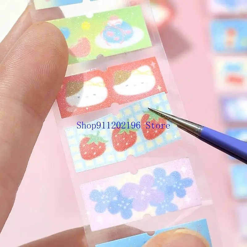 Scrapbooking Decorative Tape Glittering Cutout Cartoon Tape For Scrapbooking Journal Water Bottle Phone Case Wrapping