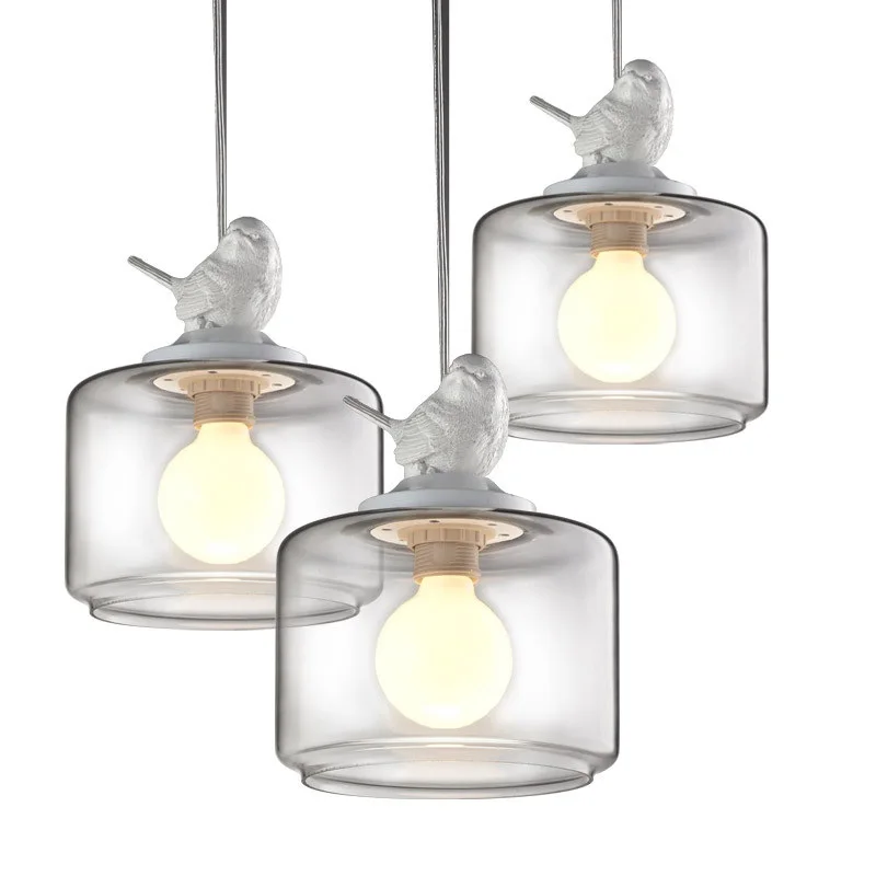 

Nordic Glass Design Pendant Lights Loft retro hanging lamp birds hanglamp E27 LED industrial lamp Nordic luminaire suspension