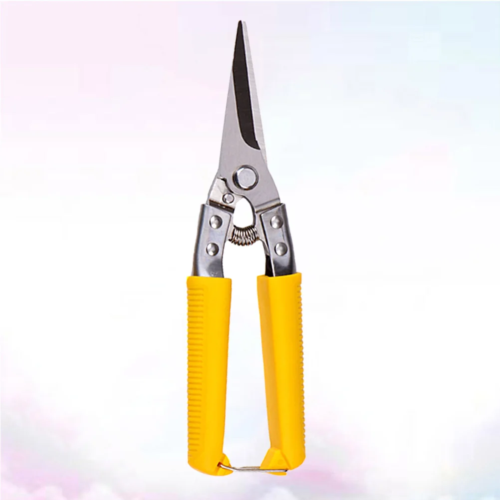 Tin Metal Sheet Scissors Shears Hand Tool PP Handle Straight (Yellow)