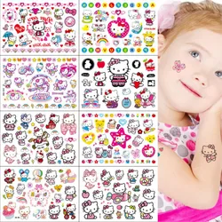 Pegatinas de tatuaje de Hello kitty para niños y niñas, calcomanías de dibujos animados de Sanrio al azar, 2 piezas, impermeables, regalo de cumpleaños